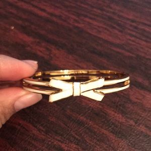 Kate Spade Double Bow White Gold Bangle Bracelet